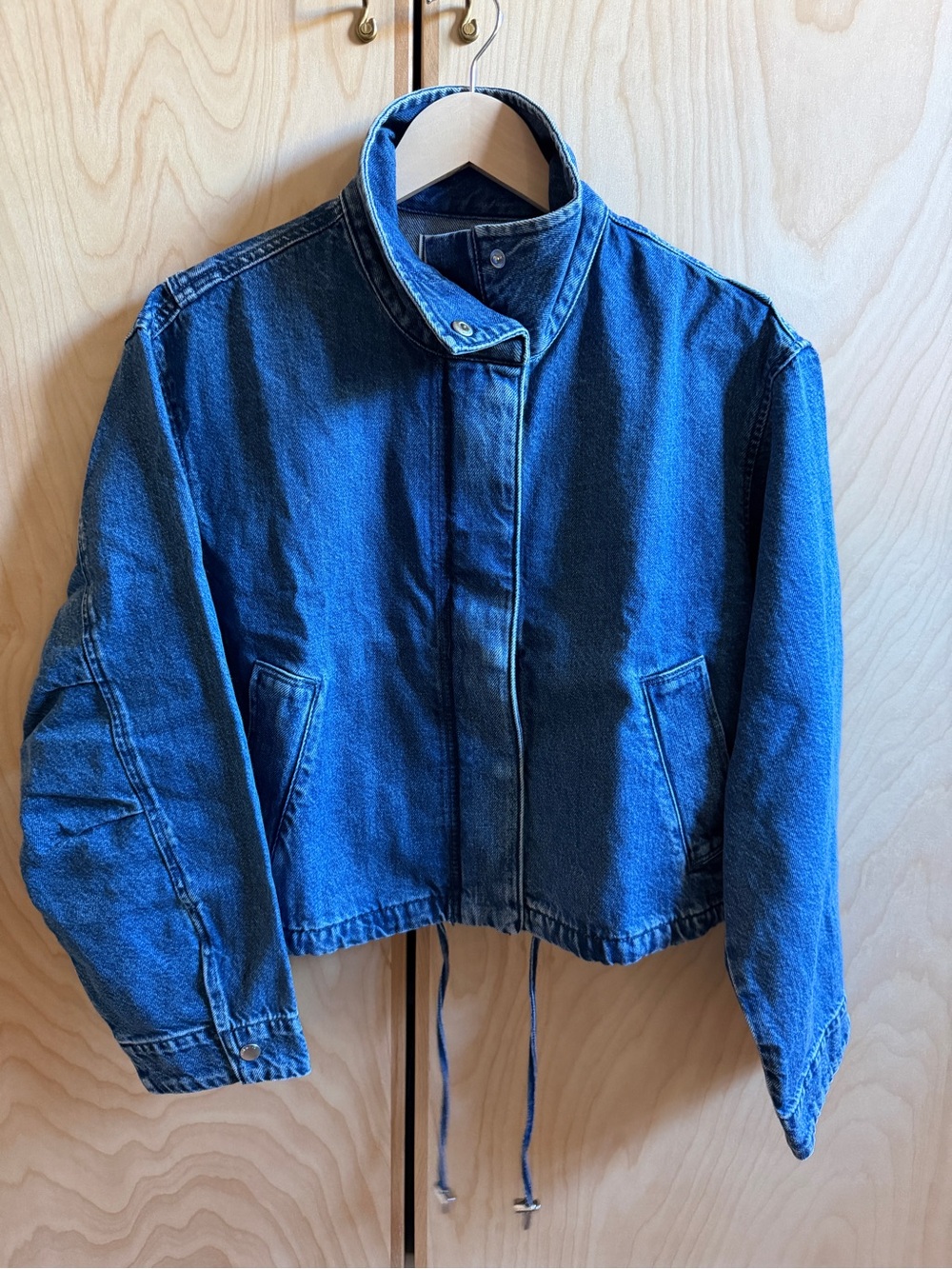 Madewell Cropped Denim Field Jacket with Drawstring Hem